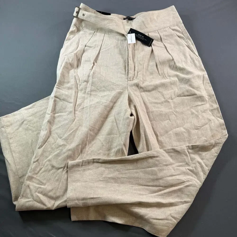Banana Republic Herringbone Linen Blend Seafarer Pants Womens 10 Beige NWT